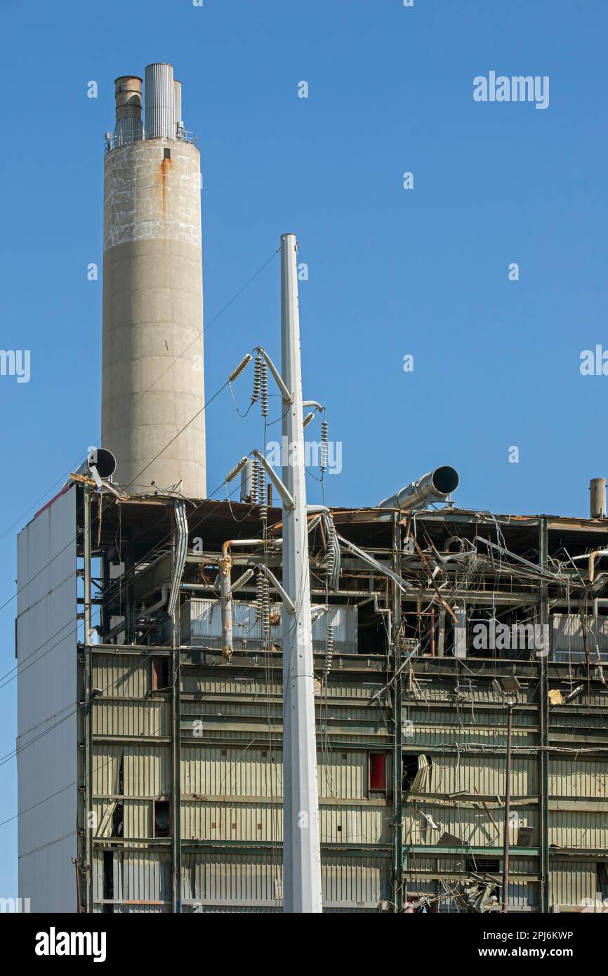 Detroit, Michigan démolition de l'incinérateur d'énergie renouvelable