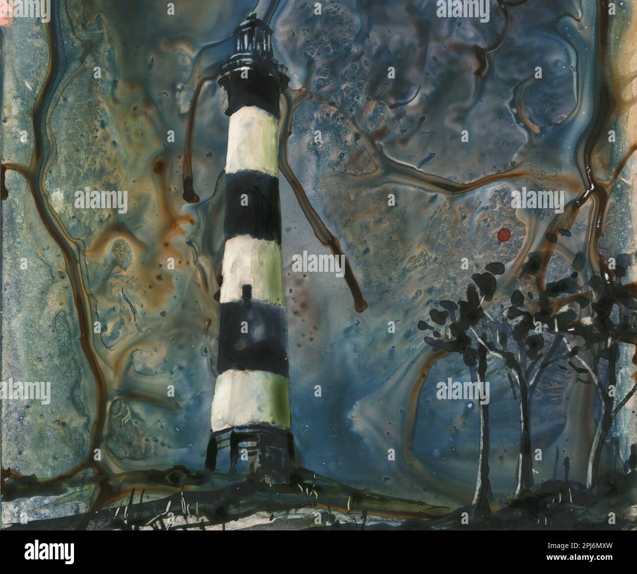 Phare de l'île de Bodie au coucher du soleil dans les rives extérieures (OBX) de Caroline du Nord - Etats-Unis Banque D'Images