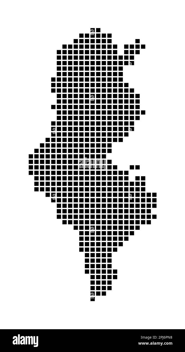 Carte Tunisie. Carte de Tunisie en pointillés. Frontières du pays remplies de rectangles pour votre conception. Illustration vectorielle. Illustration de Vecteur