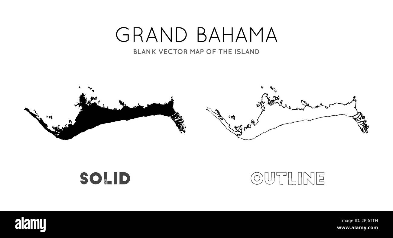 Carte de Grand Bahama. Carte vectorielle vierge de l'île. Frontières de Grand Bahama pour votre infographie. Illustration vectorielle. Illustration de Vecteur