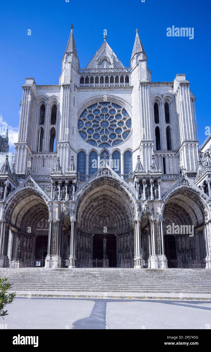Portails de l'entrée sud, Cathédrale de Chartres, France Banque D'Images