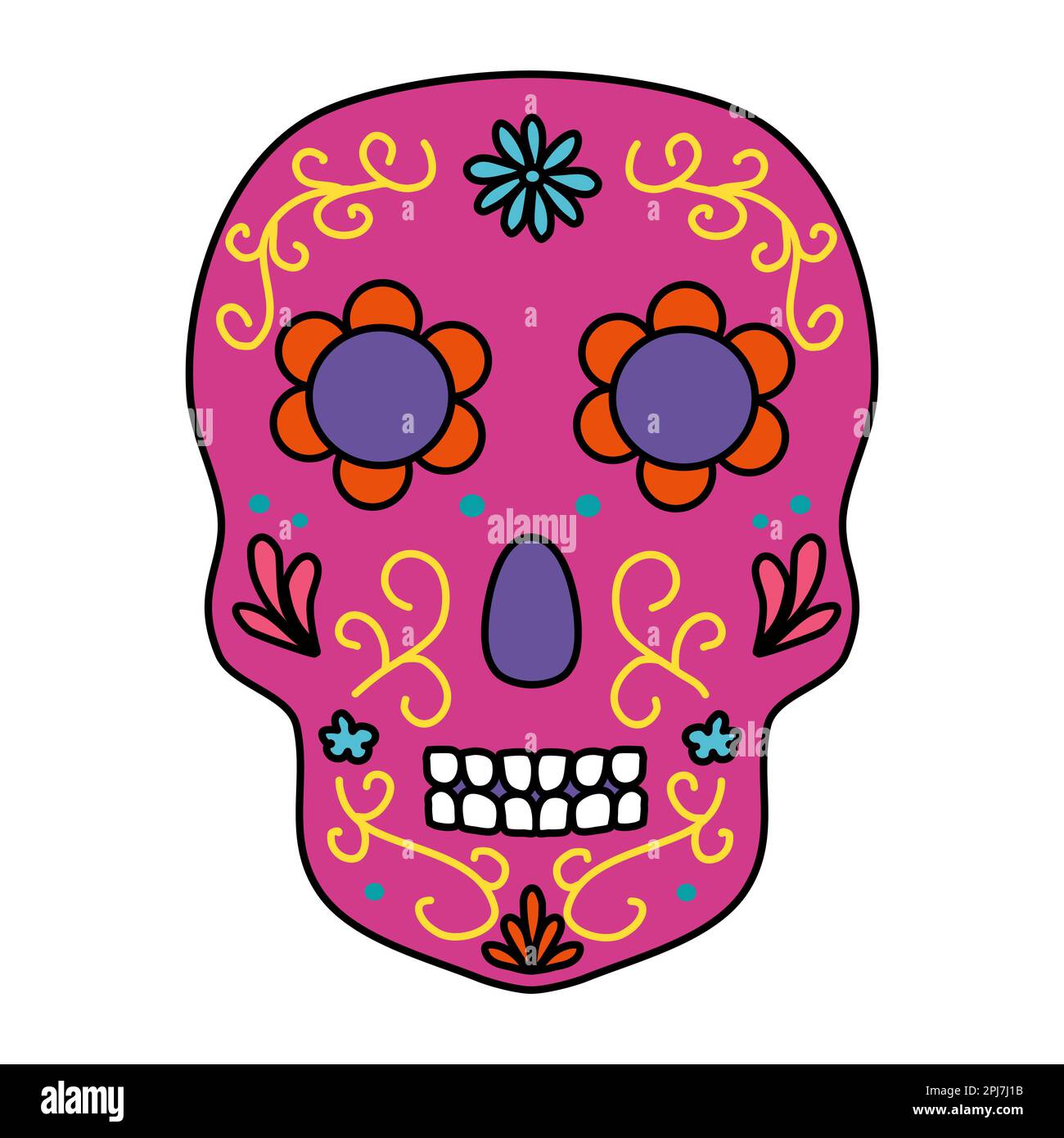 Crâne de sucre mexicain pour le jour de la mort ou Dia de los muertos, illustration vectorielle de style doodle Illustration de Vecteur