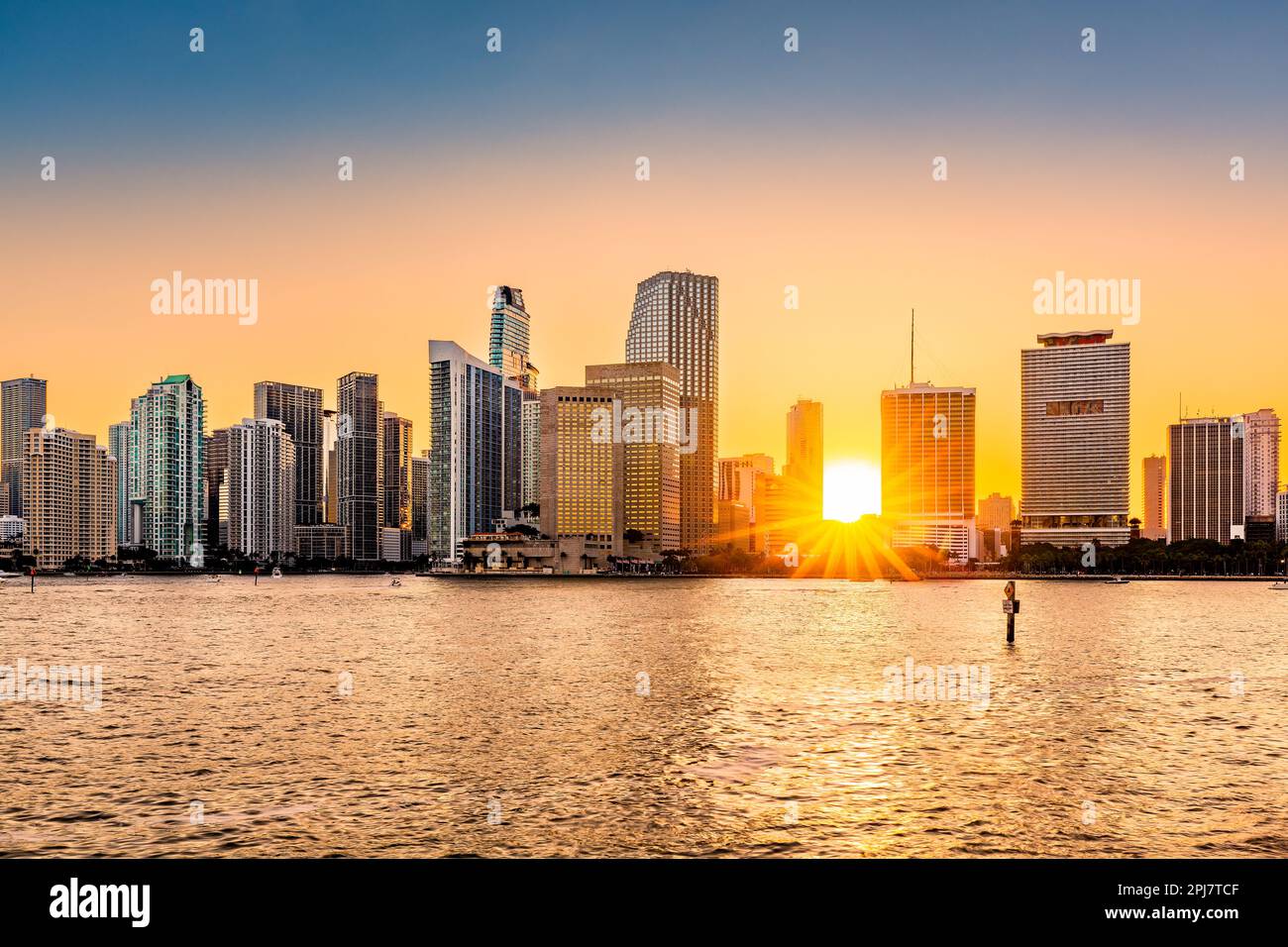 Miami, vue sur la Floride au coucher du soleil Banque D'Images
