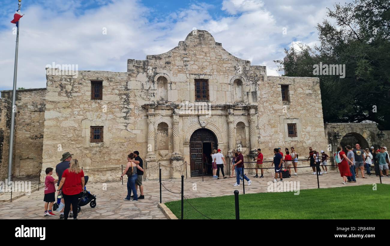 L'Alamo est une ancienne mission et un site historique emblématique à San Antonio, Texas, où une bataille pivot a eu lieu pendant la Révolution du Texas en 1836. Banque D'Images