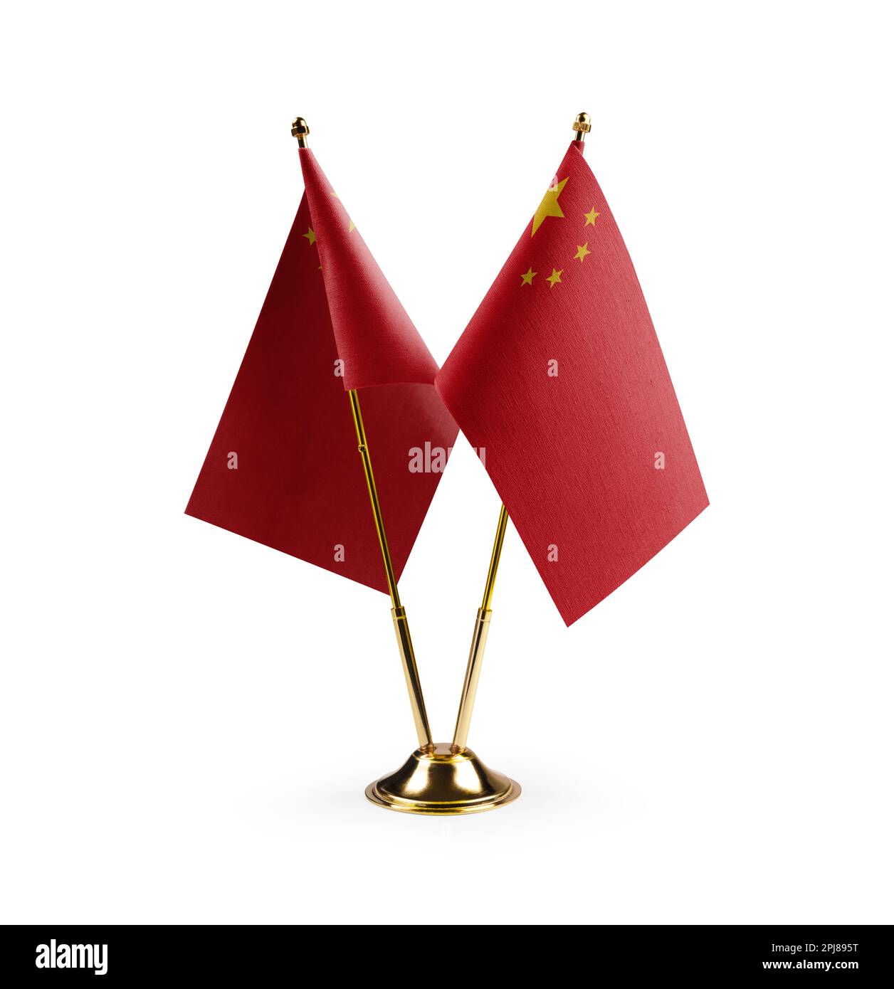 Petits drapeaux nationaux de la Chine sur fond blanc. Banque D'Images