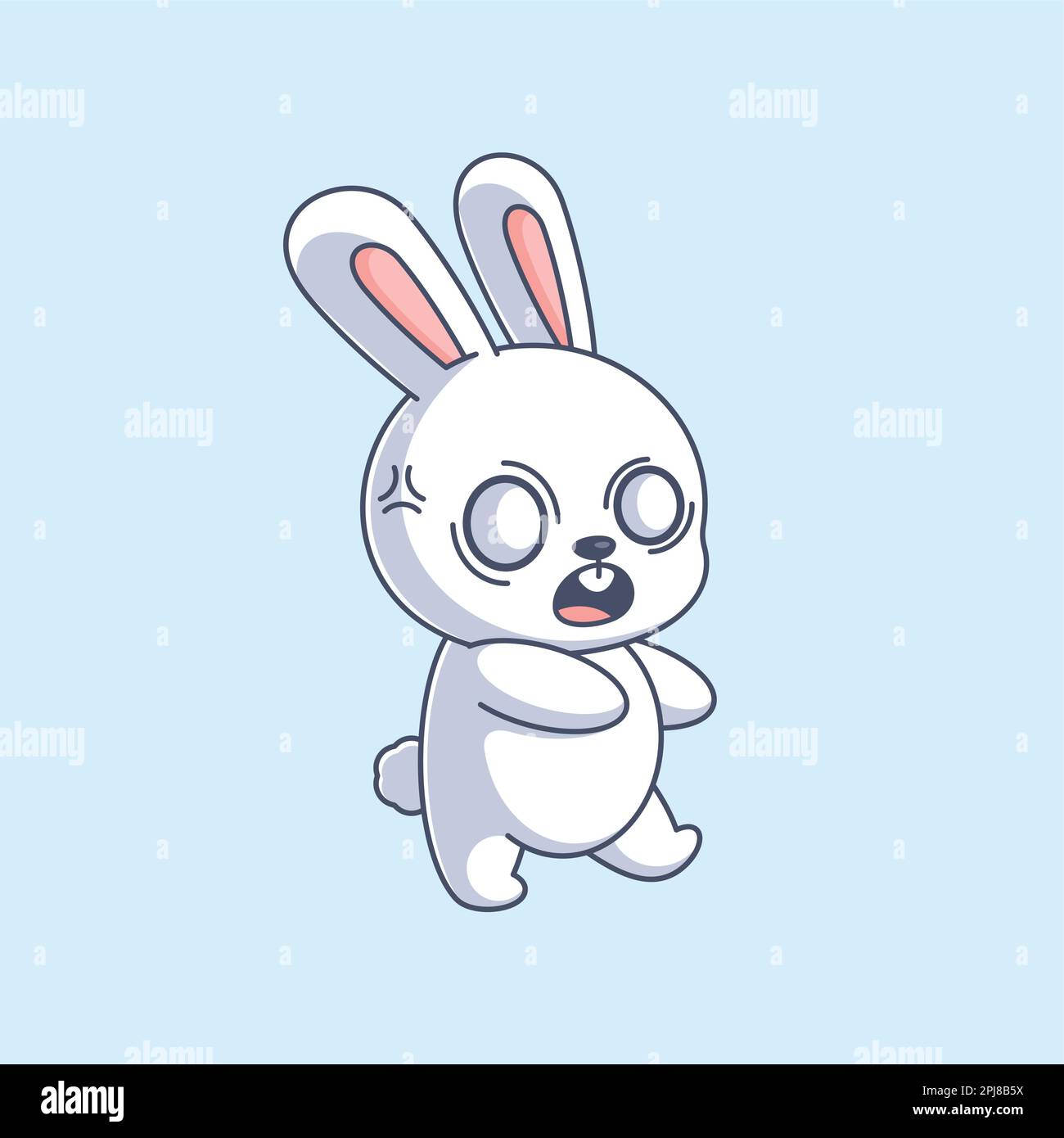 Mignon lapin est un dessin animé en colère Illustration de Vecteur