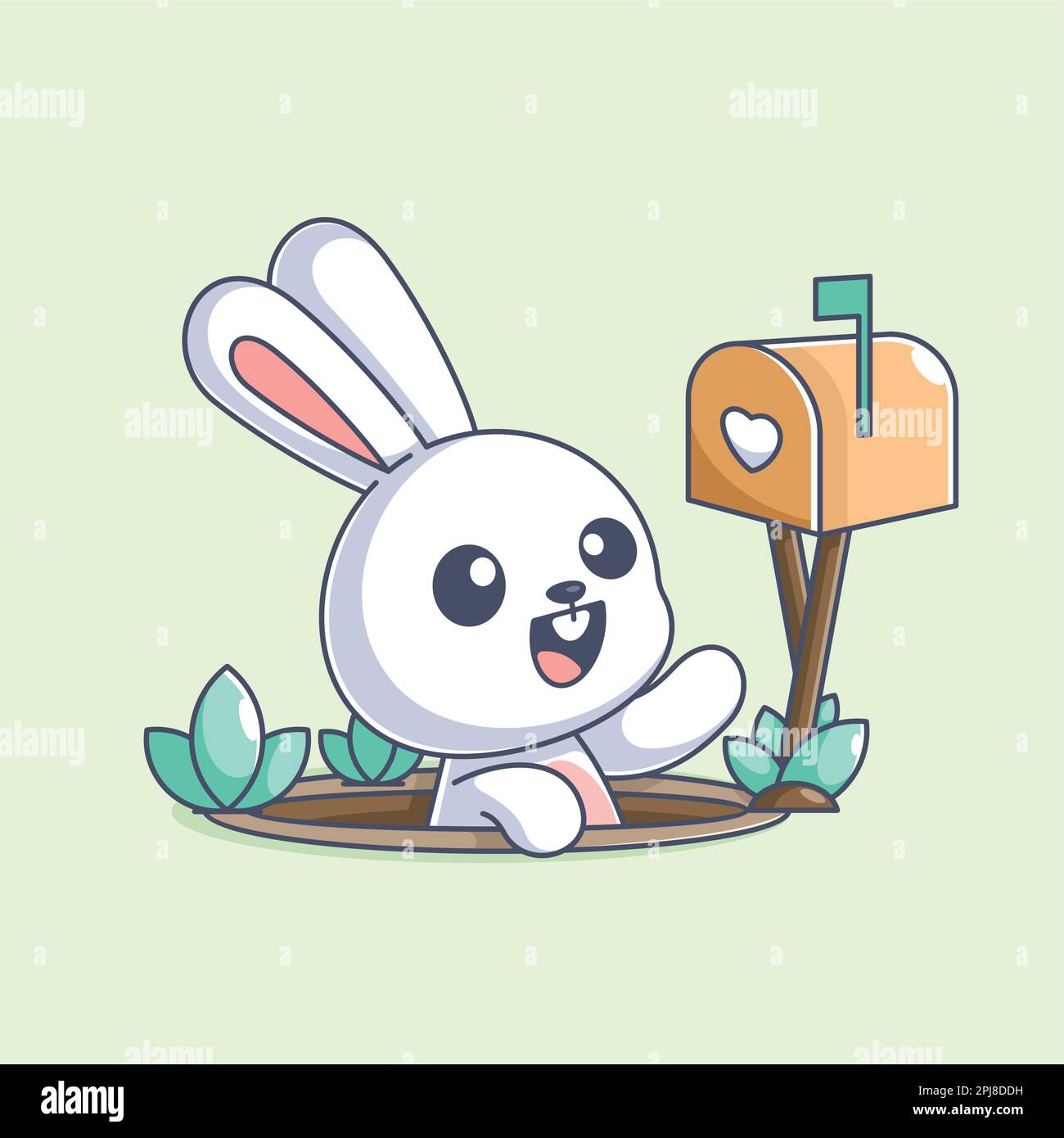 Joyeux lapin mignon recevoir une lettre d'amour Illustration de Vecteur