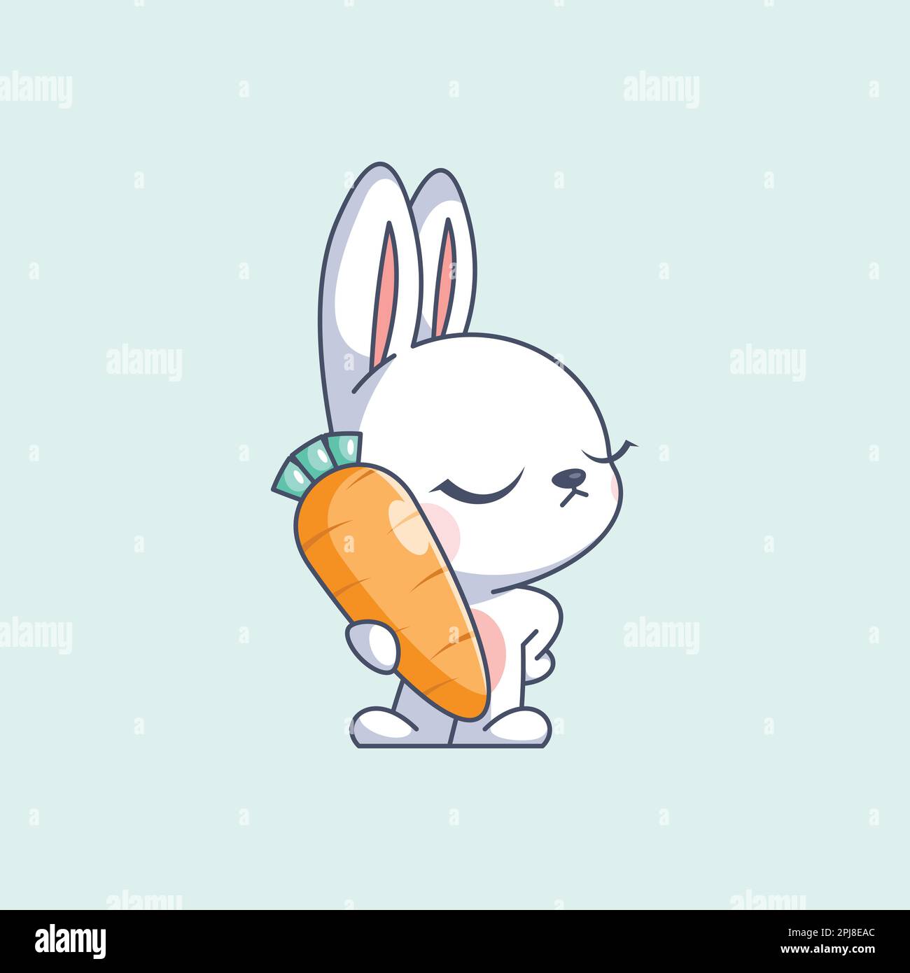 Mignon lapin apporte sa carotte préférée Illustration de Vecteur