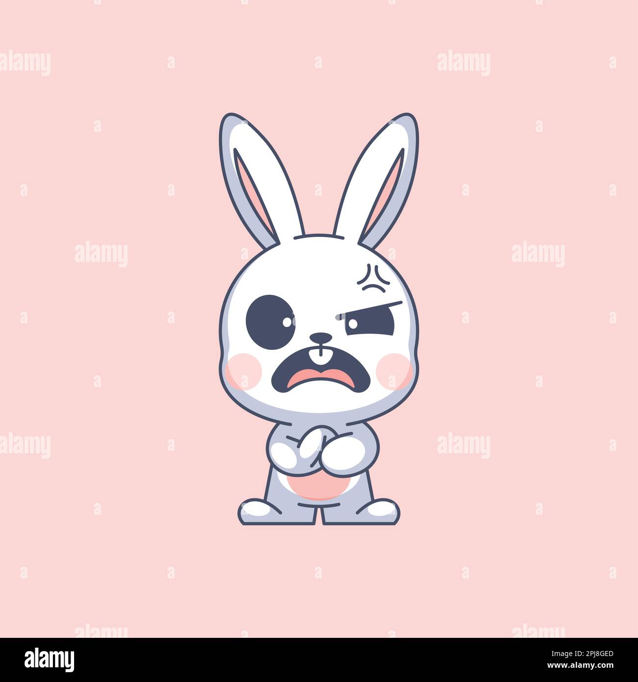 Le mignon lapin est en colère Illustration de Vecteur