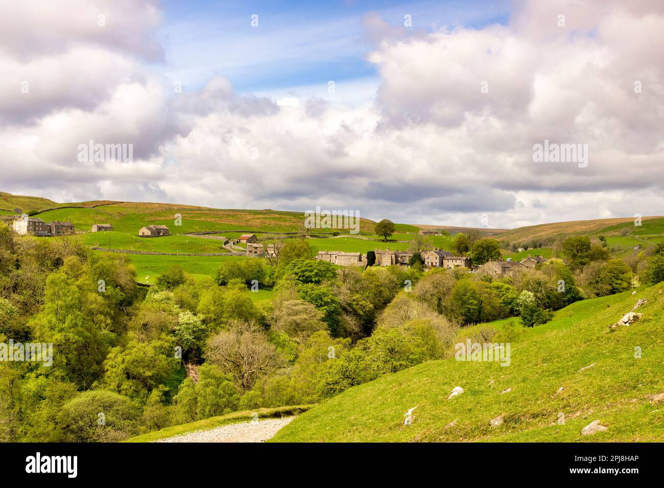 Le village de Keld, Swaledale, dans le parc national de Yorkshire Dales, au printemps. Banque D'Images