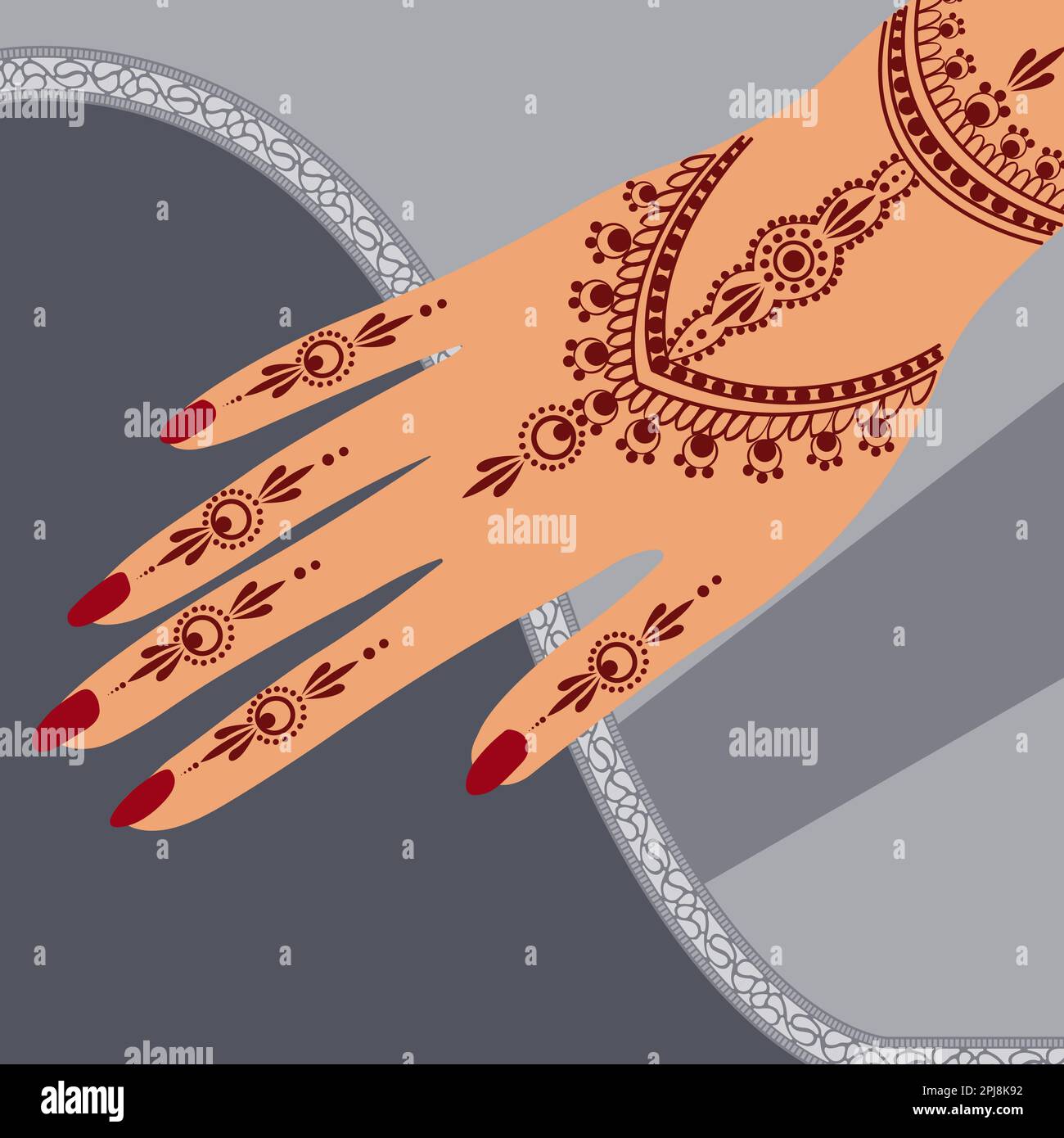 EID Henna Mehndi mains Vector Illustration Eid Henna main dessiné Henna Vector Design Banque D'Images