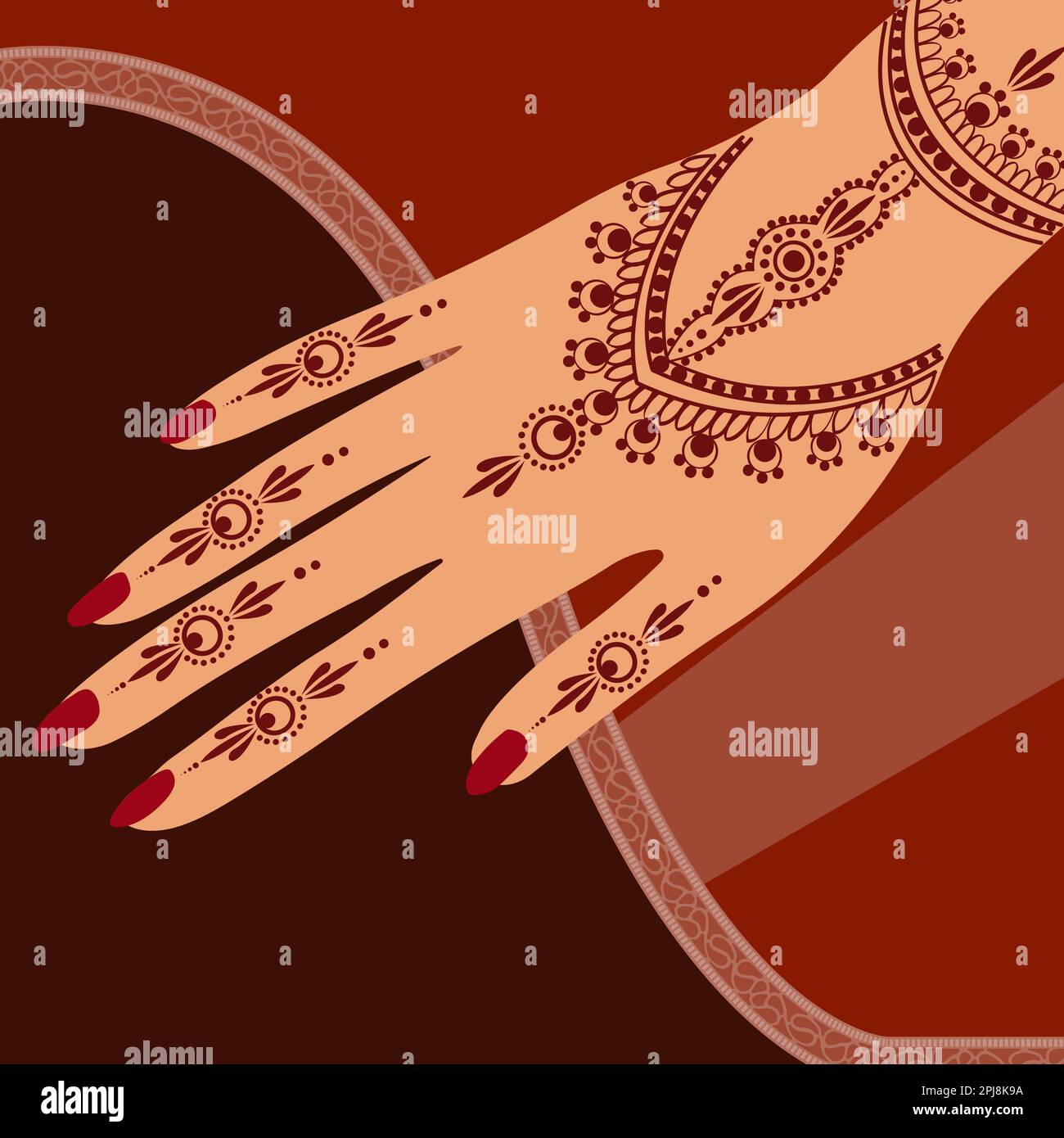 EID Henna Mehndi mains Vector Illustration Eid Henna main dessiné Henna Vector Design Banque D'Images