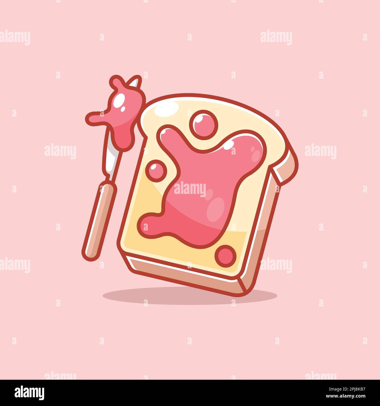 Pain blanc mignon avec confiture de fraise Illustration de Vecteur