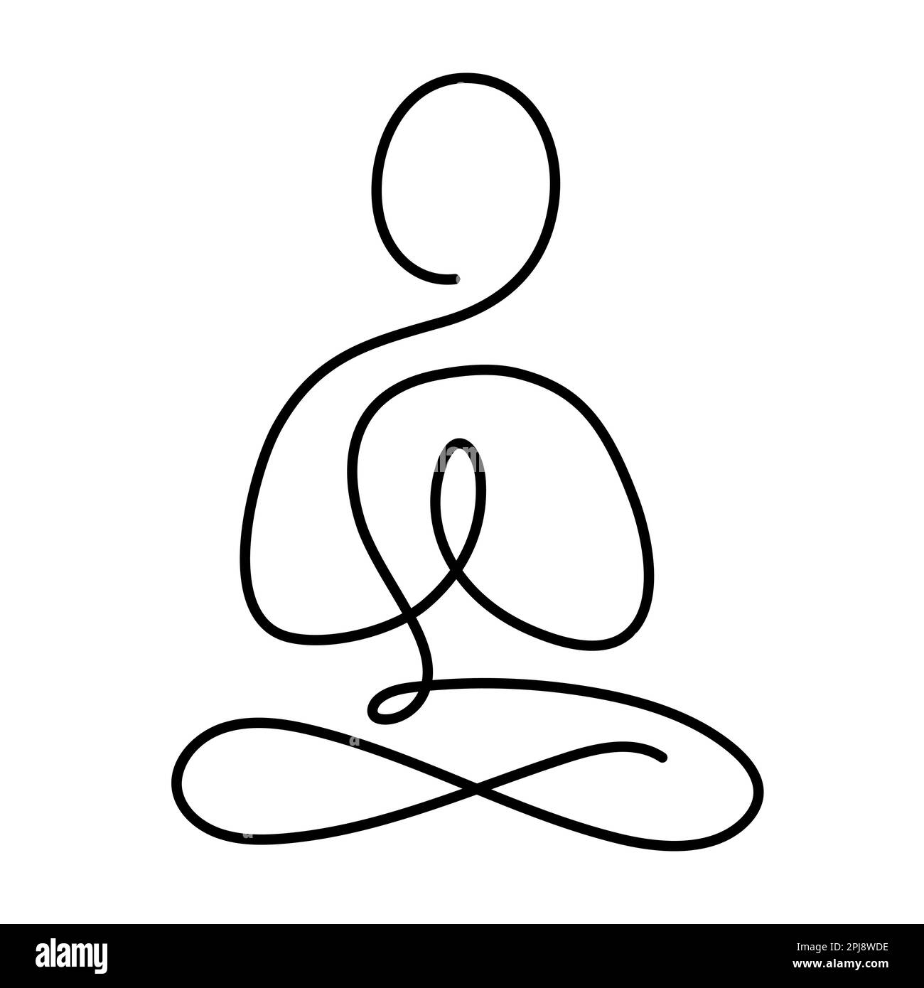 Yoga une ligne dessin femme forme de corps logo vectoriel Illustration de Vecteur