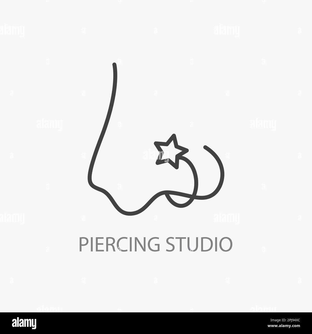 Modèle de logo du Studio de perçage. Icône nez percé Illustration de Vecteur