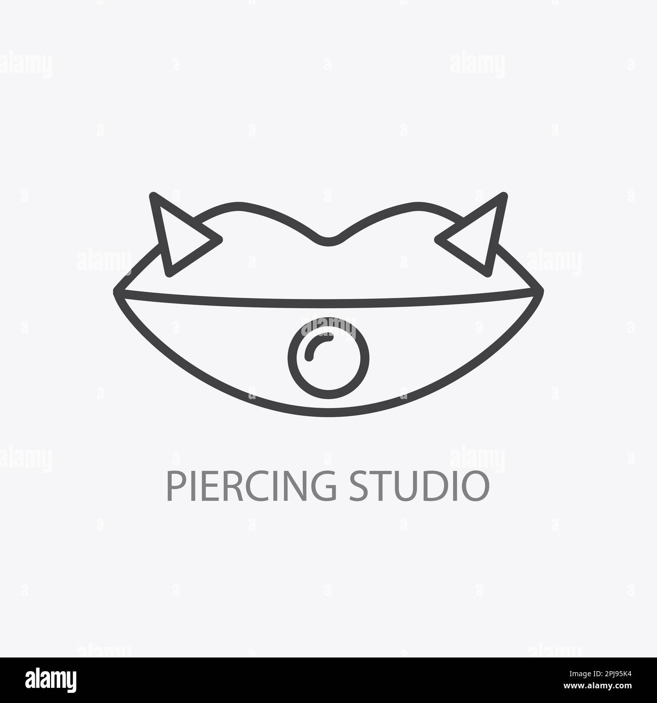 Modèle de logo du Studio de perçage. Icône lèvres percées Illustration de Vecteur