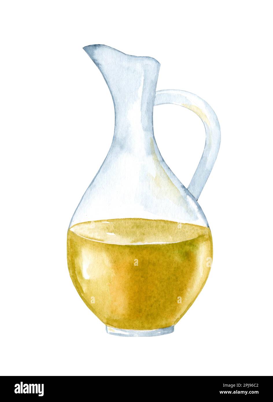 Bouteille d'huile d'olive fraîche. Peinture aquarelle dessinée à la main isolée sur fond blanc Banque D'Images