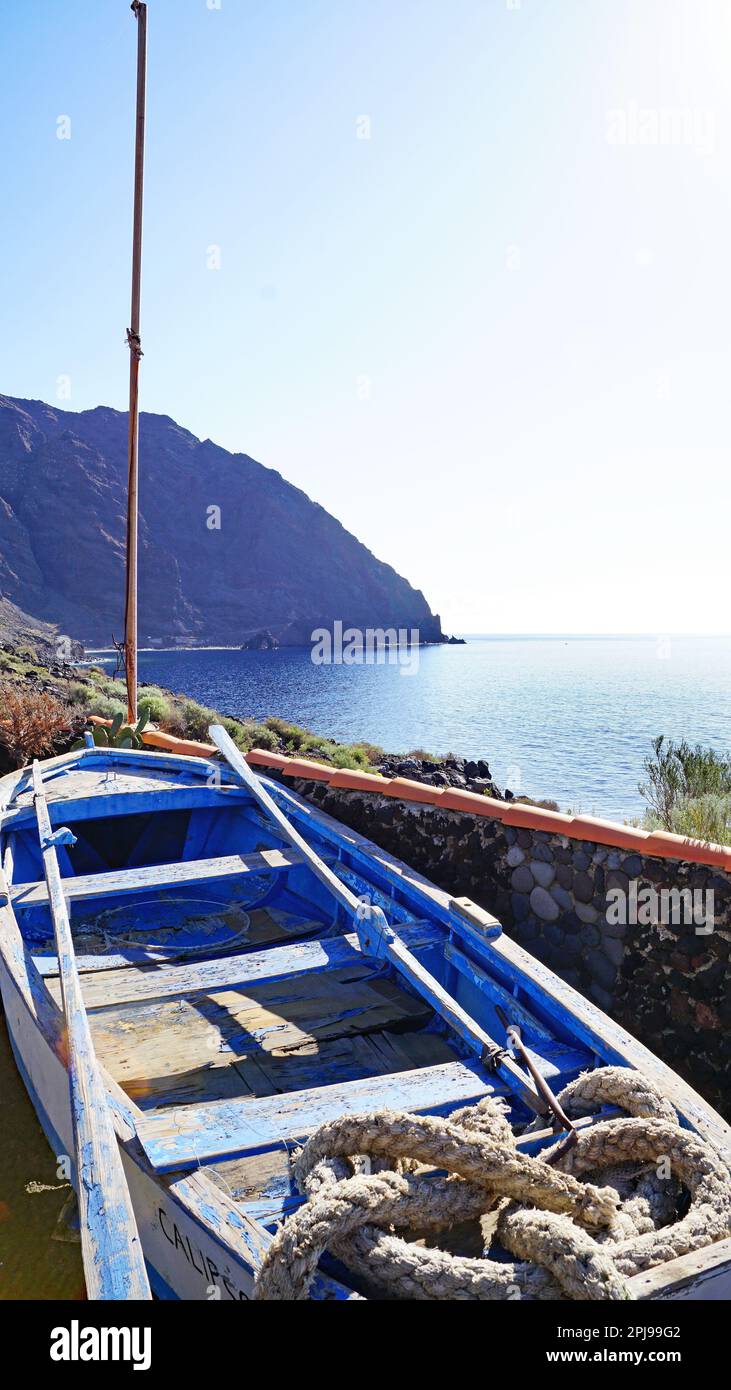 Bateaux migrants dans le port de la Restinga, El Hierro, îles Canaries, Espagne, Europe, Banque D'Images