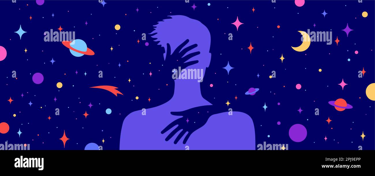Caractère moderne et plat. Les mains épousent la silhouette de l'homme
