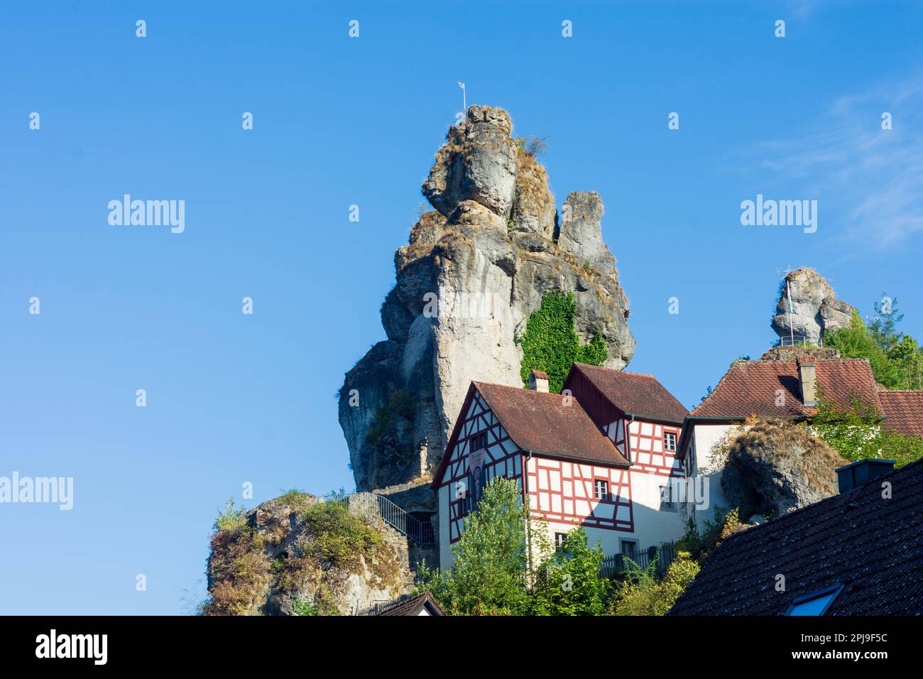 Pottenstein: Felsendorf (village rock) Tüchersfeld en Suisse franconienne, Bayern, Bavière, Allemagne Banque D'Images