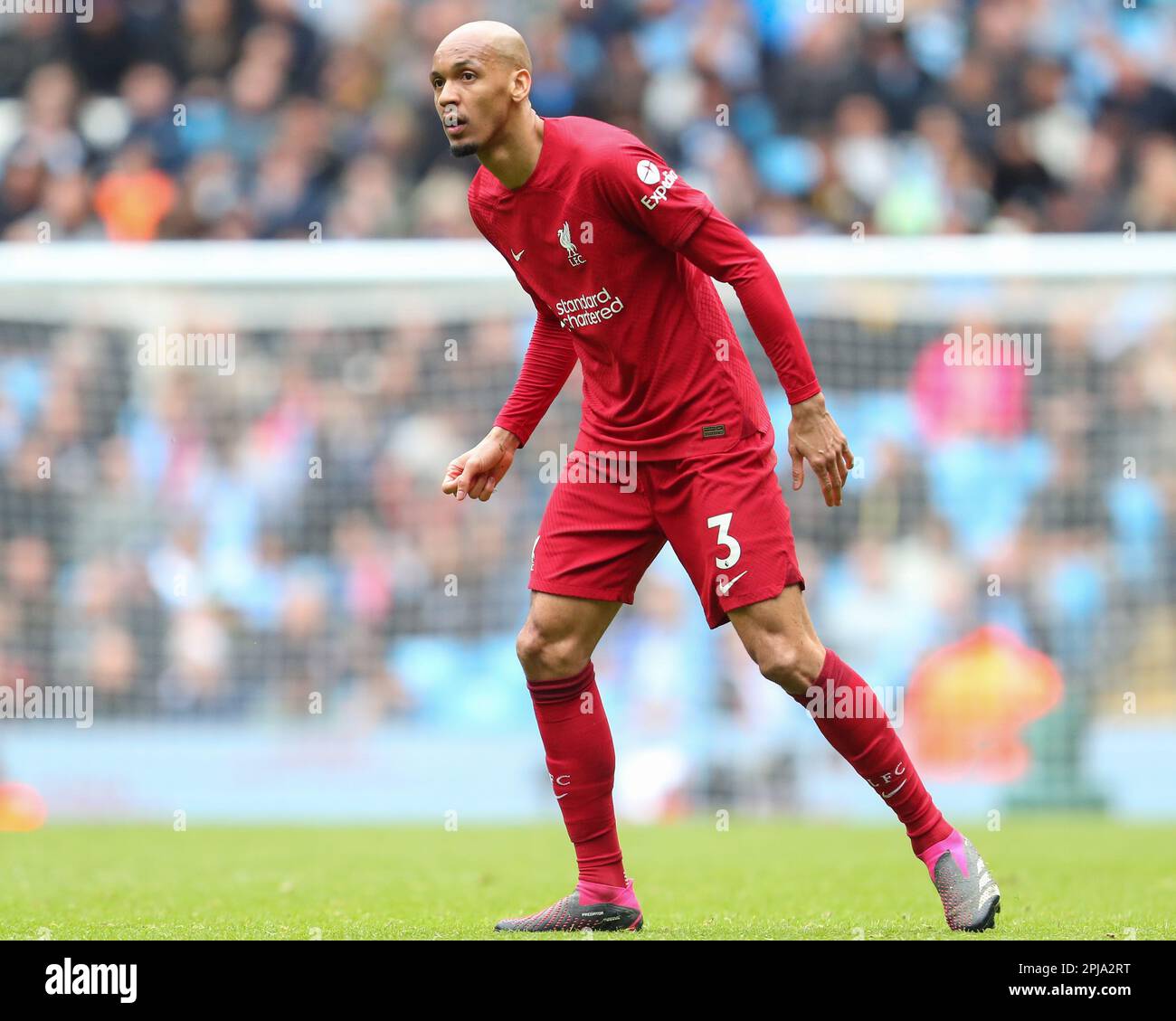 Fabinho #3 de Liverpool lors du match de la Premier League Manchester City contre Liverpool au Etihad Stadium, Manchester, Royaume-Uni. 1st avril 2023. (Photo de Gareth Evans/News Images) à Manchester, Royaume-Uni, le 4/1/2023. (Photo de Gareth Evans/News Images/Sipa USA) Credit: SIPA USA/Alay Live News Banque D'Images