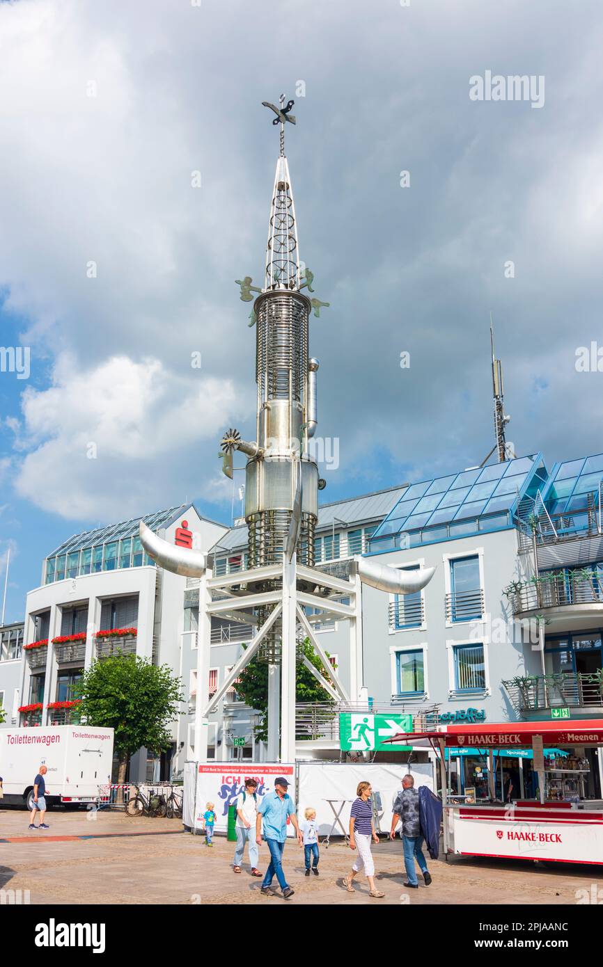 Aurich: Place Marktplatz, tour sous, stands de nourriture à la ville de festival à Ostfriesland, Niedersachsen, Basse-Saxe, Allemagne Banque D'Images