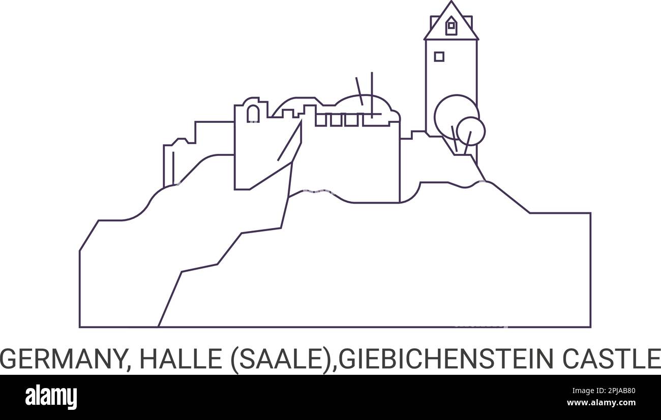 Allemagne, Halle Saale, Château de Giebichenstein, illustration vectorielle de voyage Illustration de Vecteur