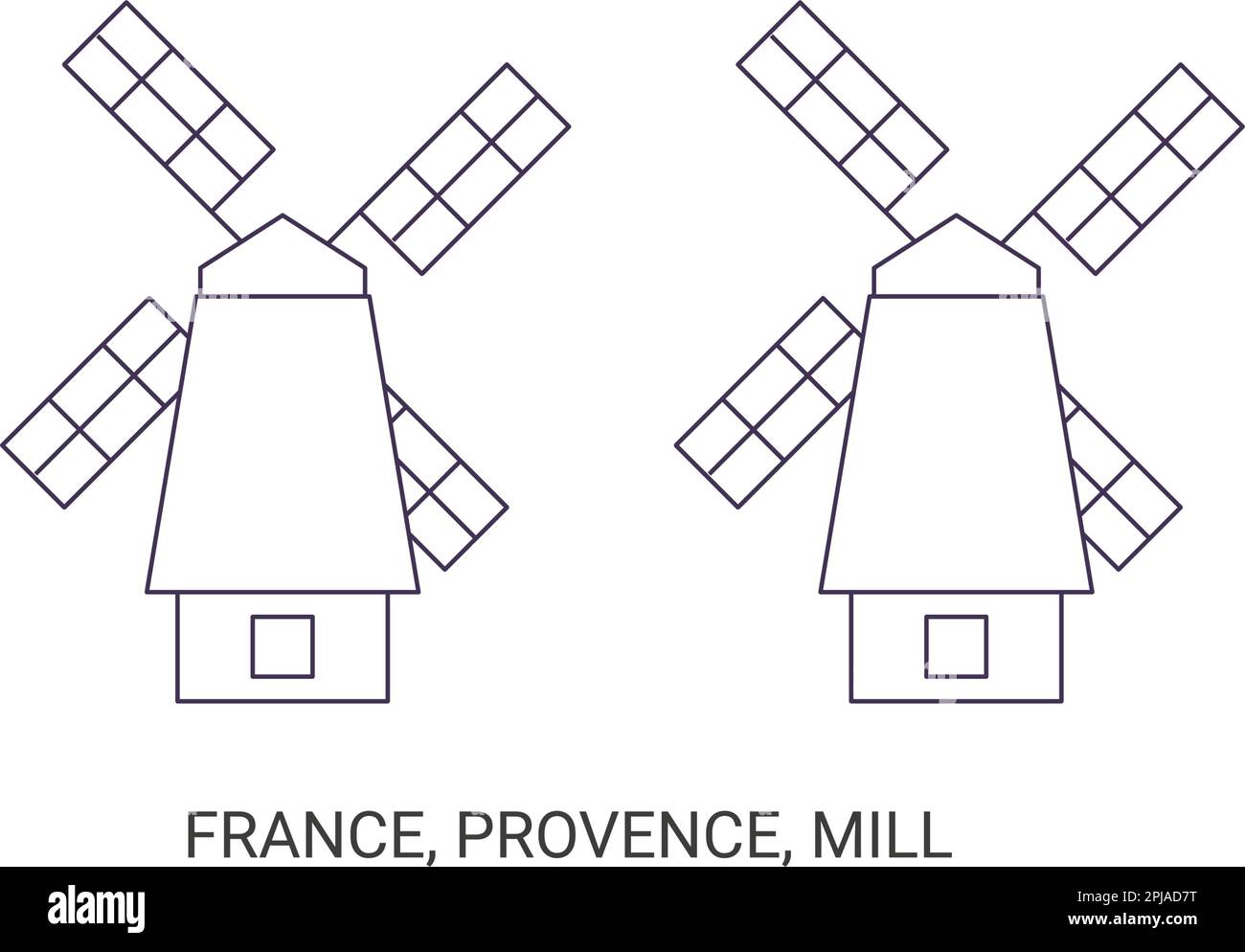 Illustration vectorielle de repère de voyage de la France, de la Provence et du Moulin Illustration de Vecteur
