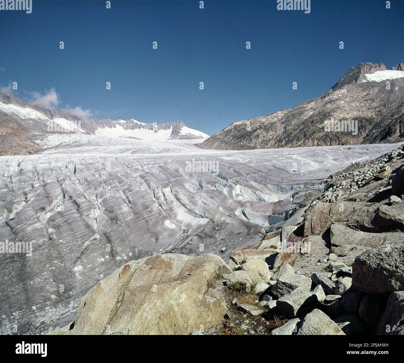 Tirage Photo Glacier Du Rhône Suisse – Photomécanique 12x22 Cm Vers 1900