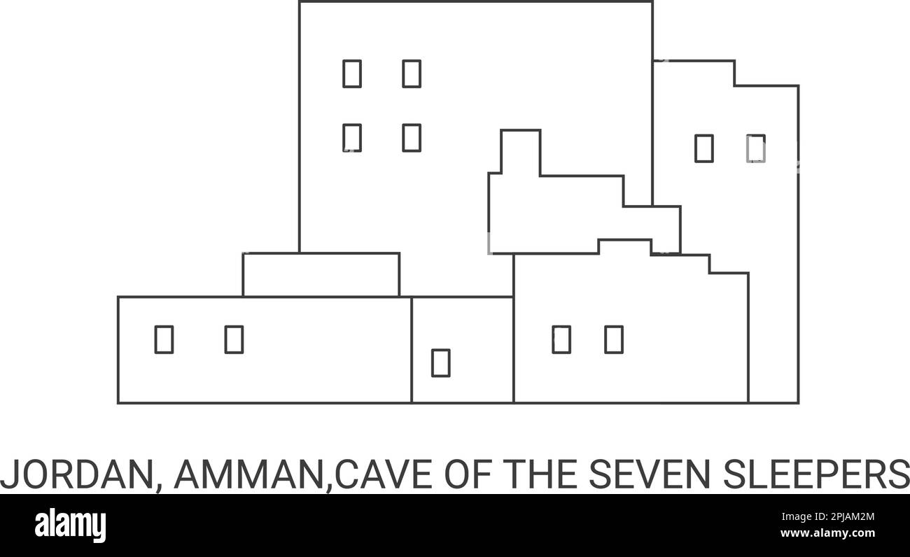 Jordanie, Amman, Cave of the Seven Sleepers, illustration vectorielle de voyage Illustration de Vecteur