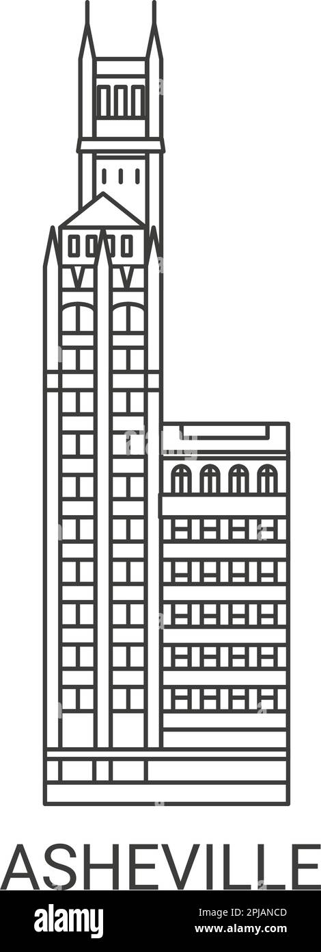 Illustration du vecteur de repère de voyage d'Asheville, États-Unis Illustration de Vecteur
