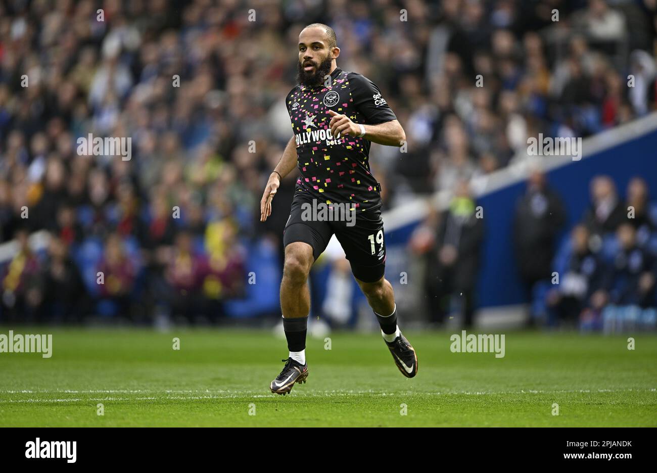 Brighton East Sussex, Royaume-Uni. 1st avril 2023. Bryan Mbeumo (Brentford) lors du match de la première ligue Brighton V Brentford au stade Amex de Brighton. Crédit : MARTIN DALTON/Alay Live News Banque D'Images