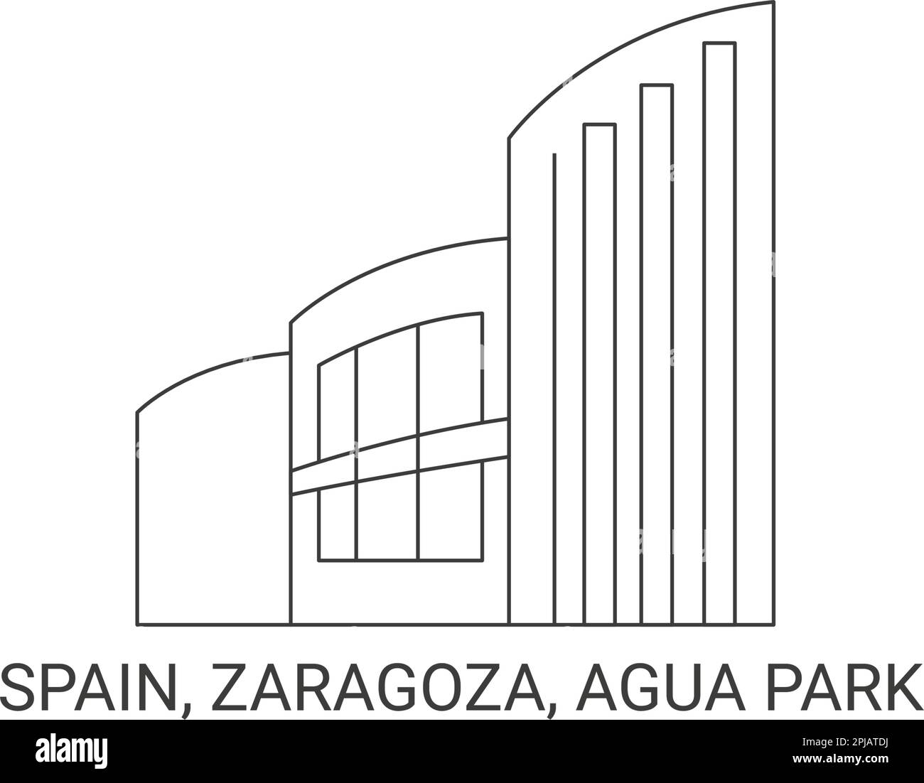 Espagne, Saragosse, Agua Park, illustration vectorielle de voyage Illustration de Vecteur