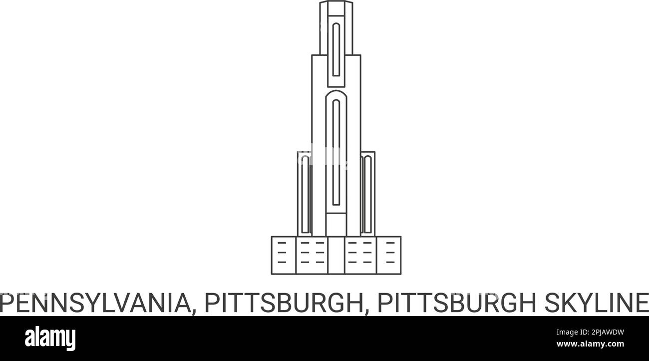 États-Unis, Pennsylvanie, Pittsburgh, Pittsburgh Skyline, illustration du vecteur de voyage Illustration de Vecteur