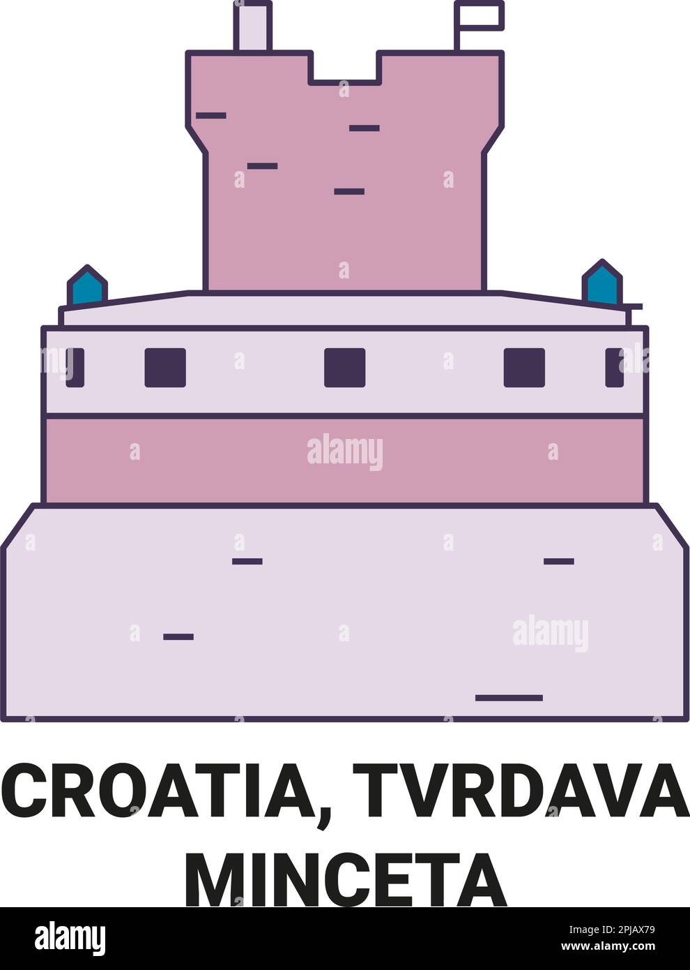 Croatie, Tvrdava Minceta Voyage repère illustration vecteur Illustration de Vecteur