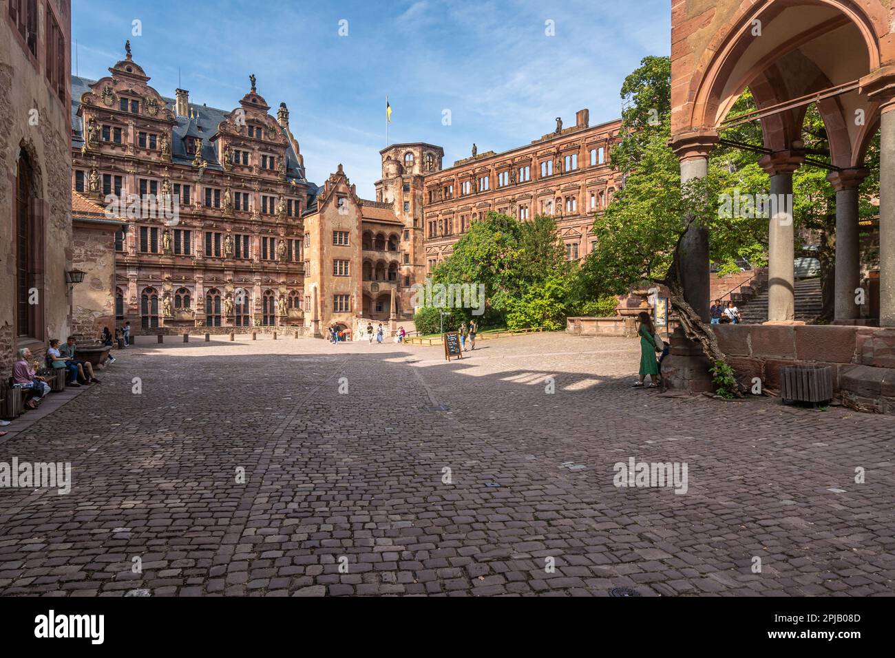 La cour intérieure du château de Heidelberg, l'un des plus fascinants châteaux allemands. Heidelberg, Bade-Wurtemberg, Allemagne Banque D'Images