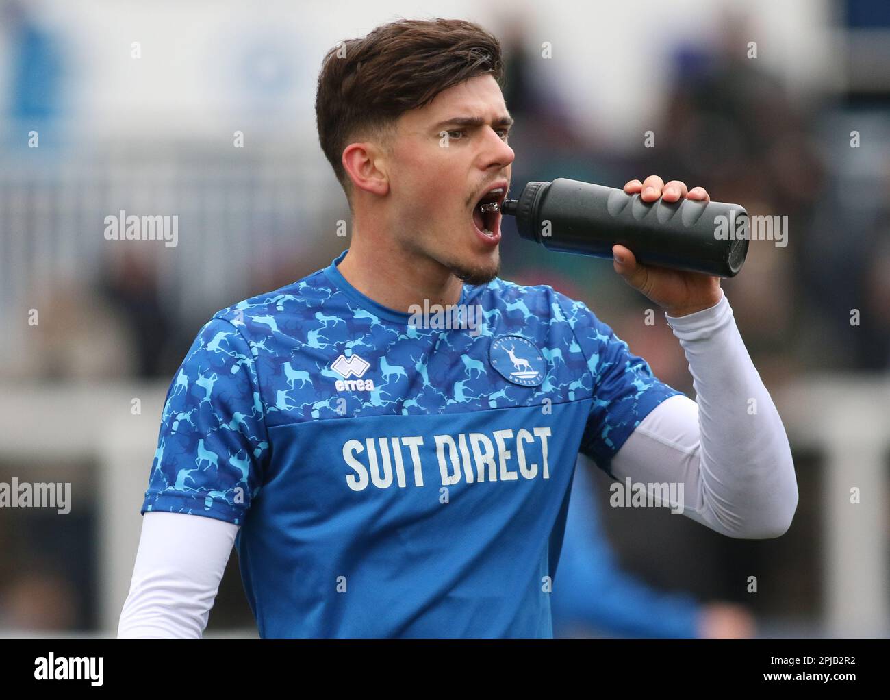 Edon Pruti de Hartlepool United lors du match Sky Bet League 2 entre Hartlepool United et Swindon Town à Victoria Park, Hartlepool, le samedi 1st avril 2023. (Photo : Michael Driver | MI News) Credit : MI News & Sport /Alay Live News Banque D'Images