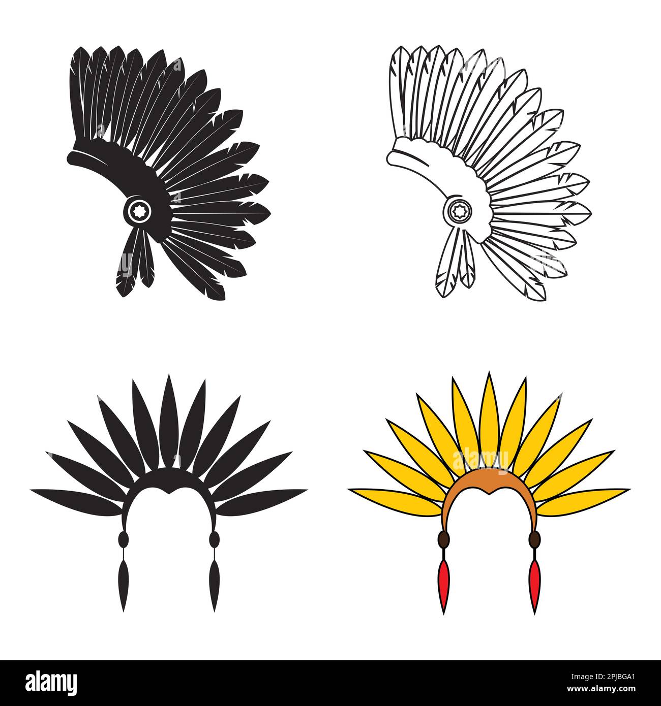 icône représentant un chapeau de guerre tribal indien américain, illustration vectorielle Banque D'Images