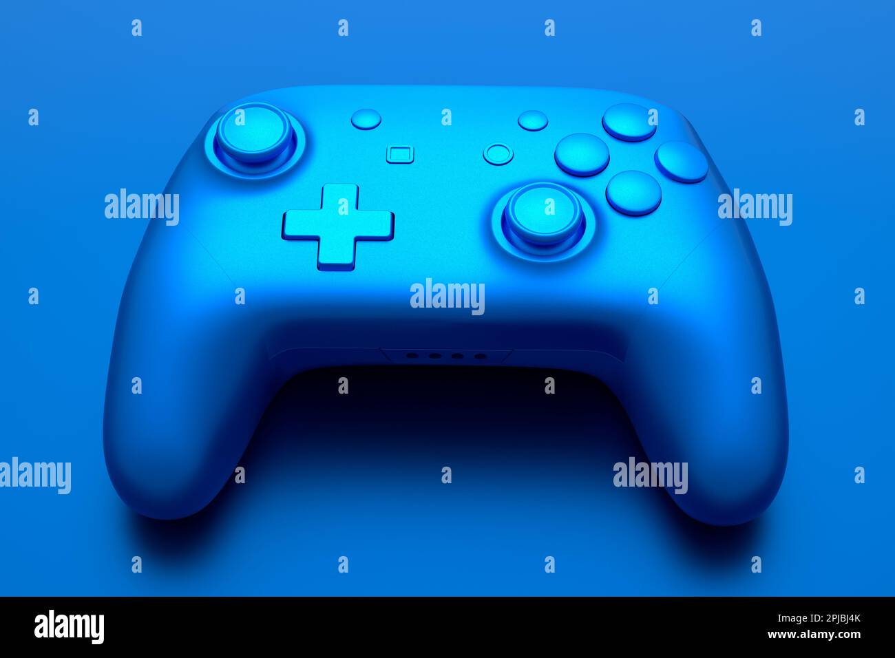 Joystick de jeu vidéo réaliste avec texture chromée bleue isolée sur fond  bleu. 3D rendu de l'équipement de streaming pour les jeux dans le cloud et  l'espace de jeu c Photo Stock -