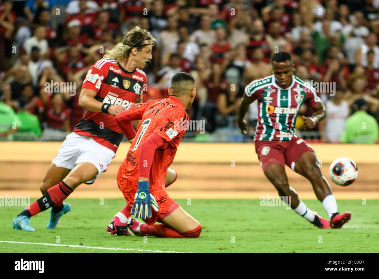 Rio de Janeiro, Brésil. 01st avril 2023. John Arias pendant Flamengo x Fluminense tenu à Maracanã pour le premier match de la finale du Championnat Carioca 2023, ce samedi soir (1), à Rio de Janeiro, RJ. Credit: Celso Pupo/FotoArena/Alamy Live News Banque D'Images