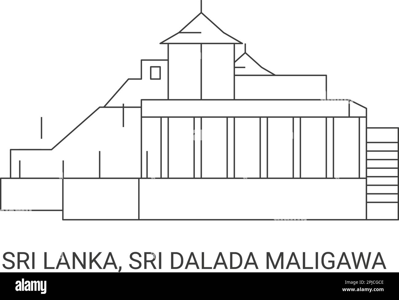 Sri Lanka, Sri Dalada Maligawa, illustration du vecteur de voyage Illustration de Vecteur