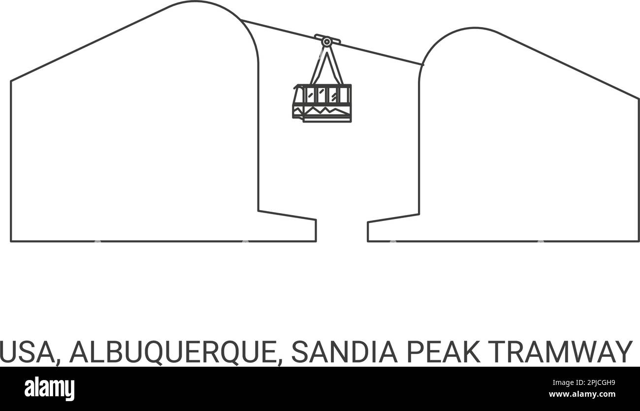 USA, Albuquerque, tramway de Sandia Peak, illustration vectorielle de voyage Illustration de Vecteur