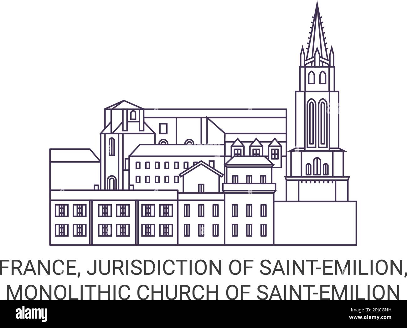 France, juridiction de Saintemilion, Eglise monolithique de Saintemilion Voyage repère illustration vectorielle Illustration de Vecteur