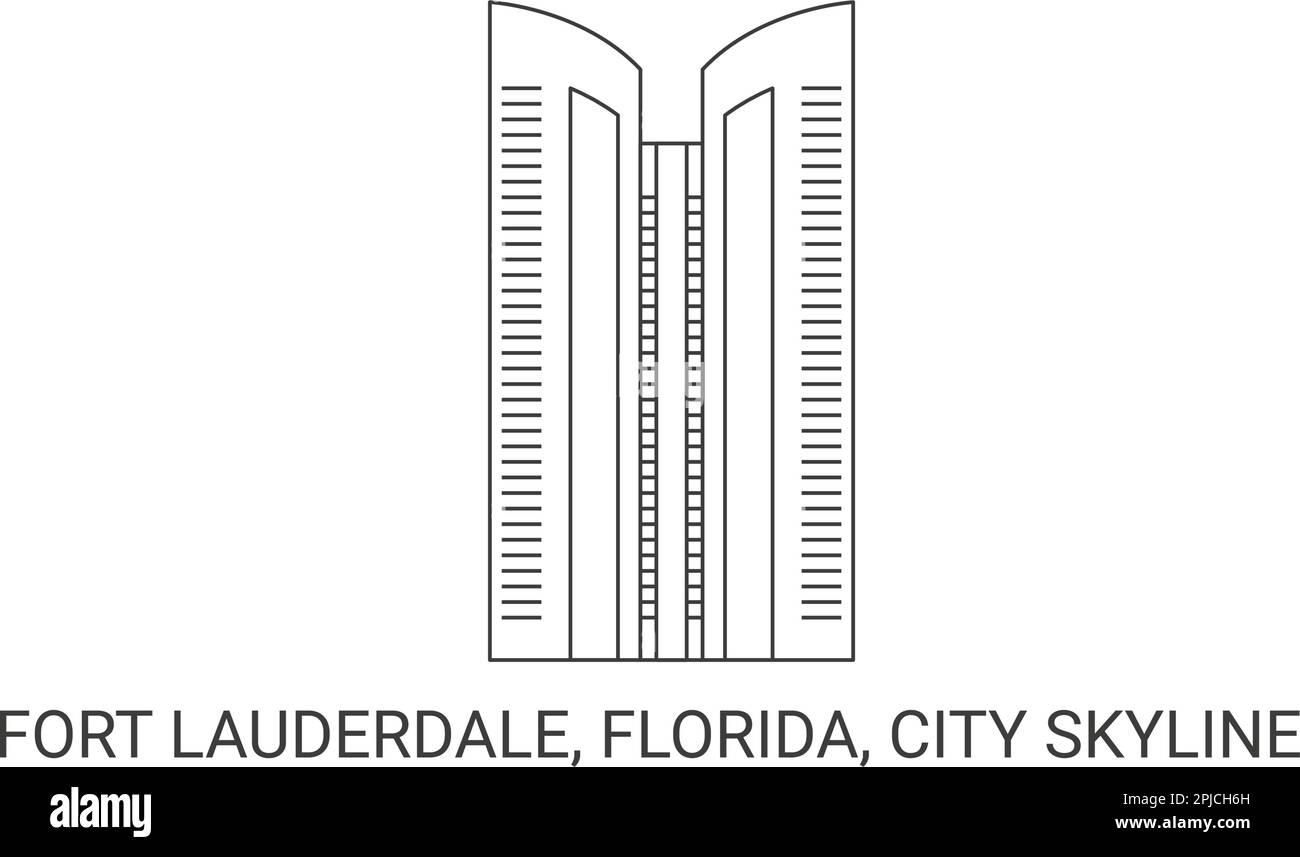 États-Unis, fort Lauderdale, Floride, City Skyline, illustration vectorielle de voyage Illustration de Vecteur