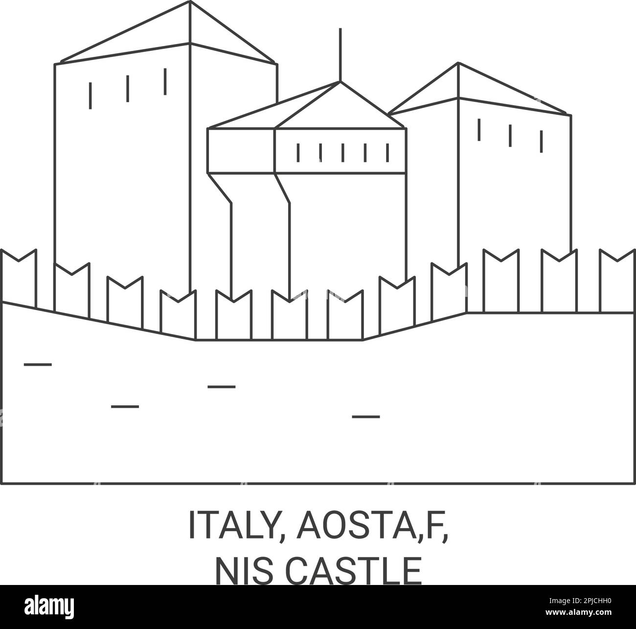 Italie, Aoste,F, NIS Château Voyage repère illustration vecteur Illustration de Vecteur