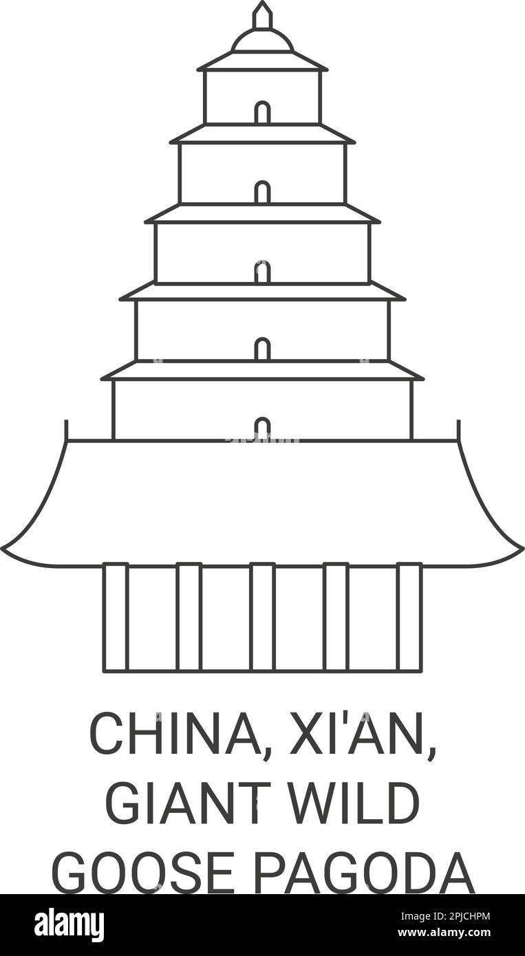 Chine, Xi'an, Pagode de l'OIE sauvage géante Voyage illustration vecteur de repère Illustration de Vecteur