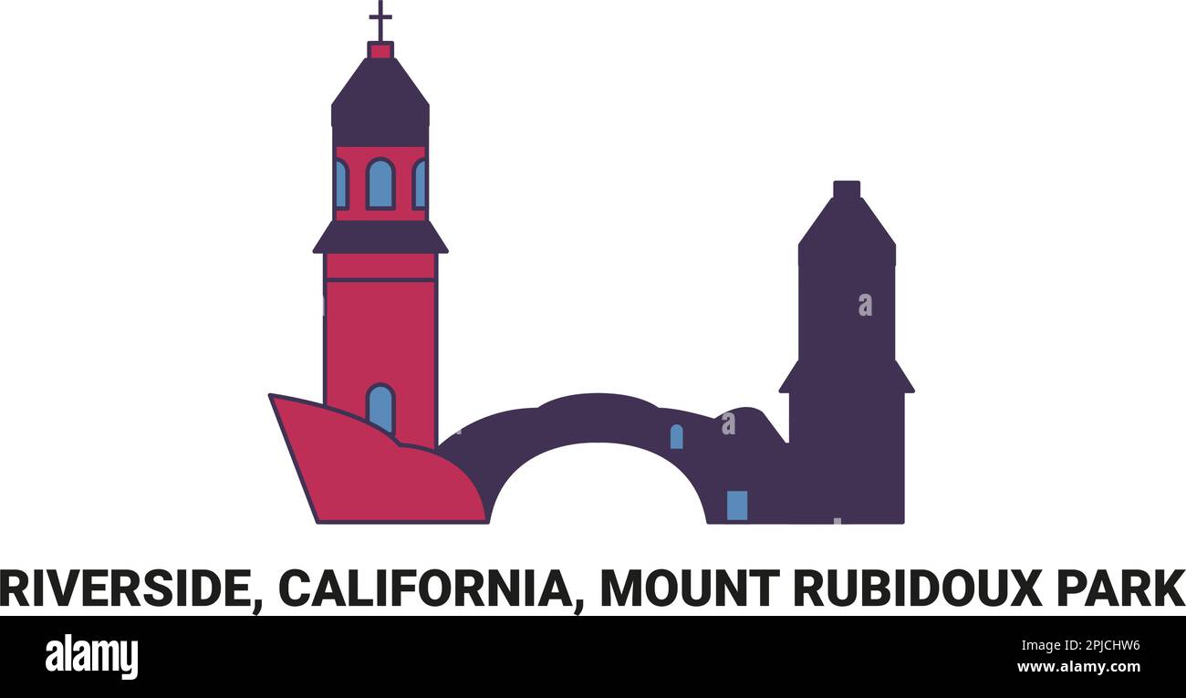 États-Unis, Riverside, Californie, Mount Rubidoux Park, illustration vectorielle de voyage Illustration de Vecteur