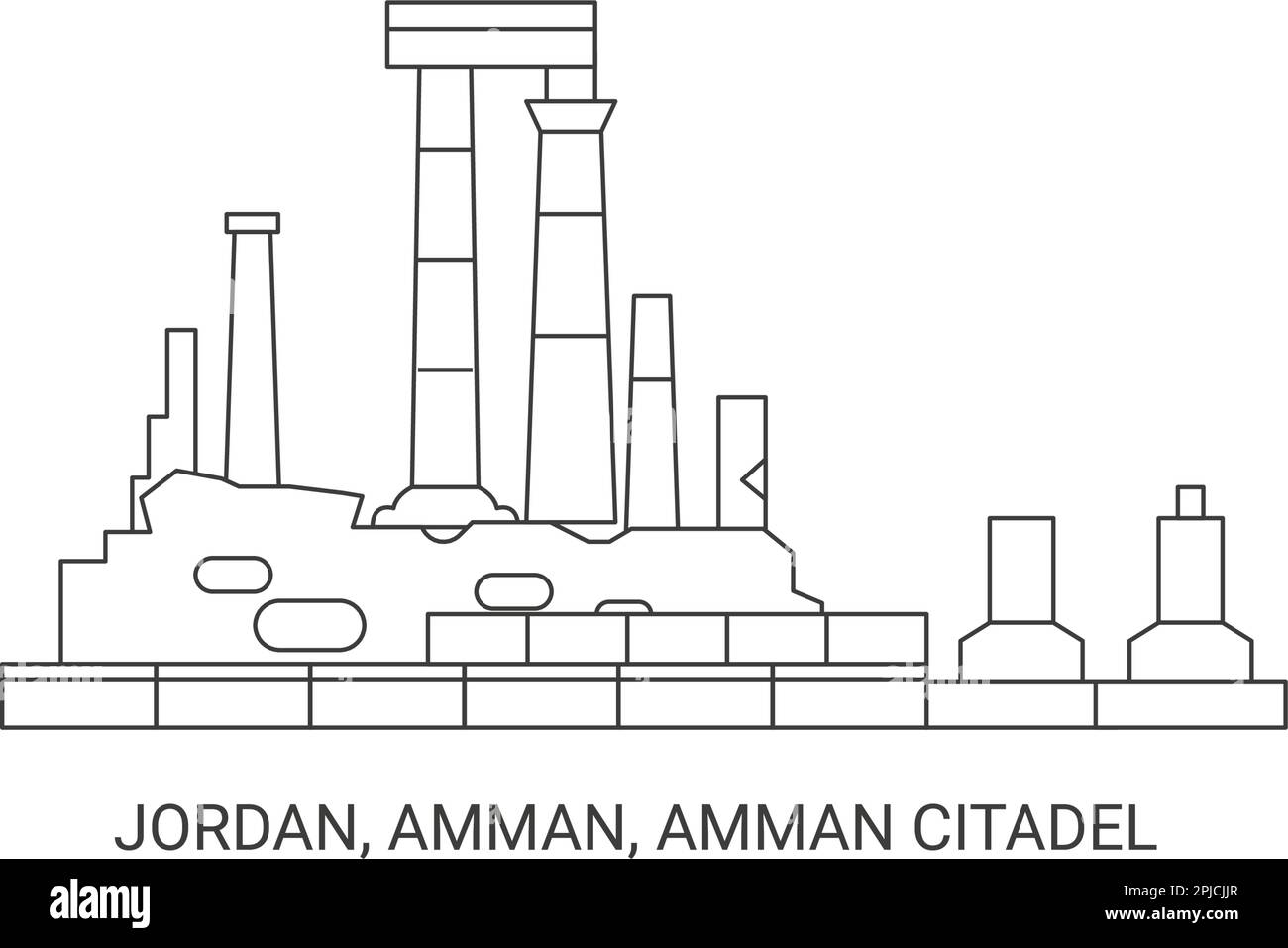 Jordanie, Amman, Citadelle d'Amman, illustration vectorielle de voyage Illustration de Vecteur