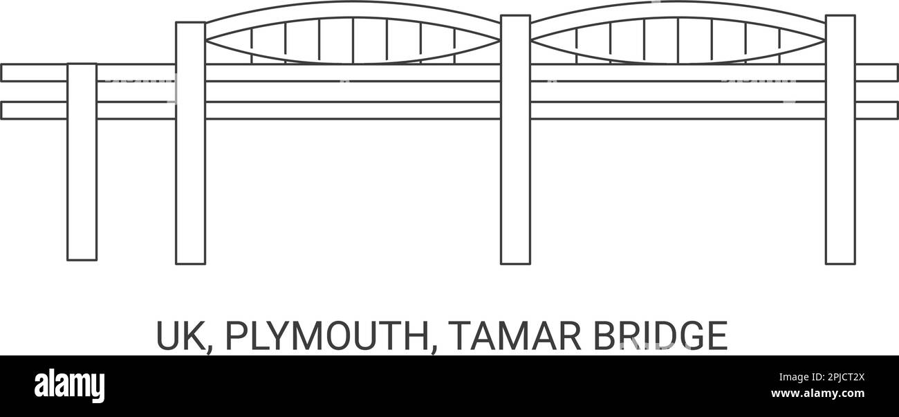 Angleterre, Plymouth, Tamar Bridge, illustration vectorielle de voyage Illustration de Vecteur