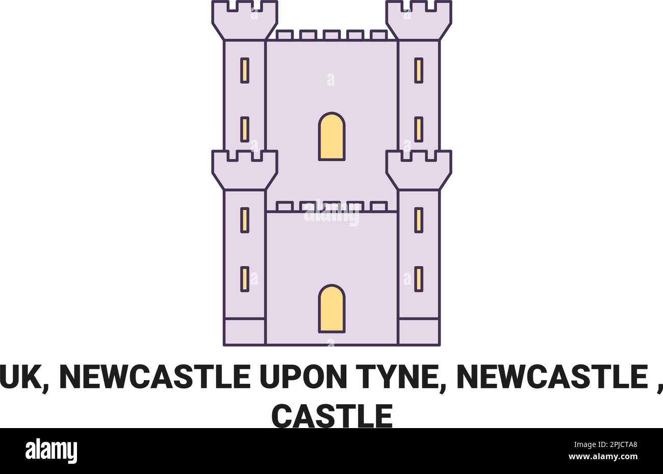 Angleterre, Newcastle upon Tyne, Newcastle , Castle voyage illustration vecteur de repère Illustration de Vecteur